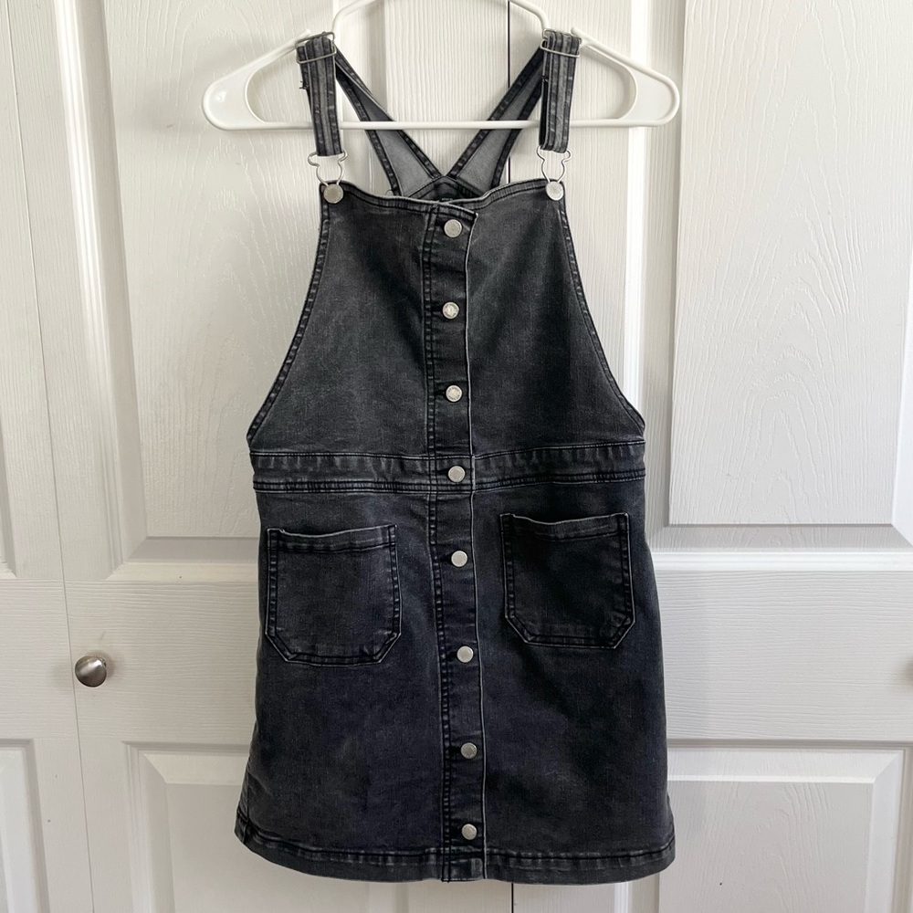 art class Black Denim Pinafore Dress with Front Buttons